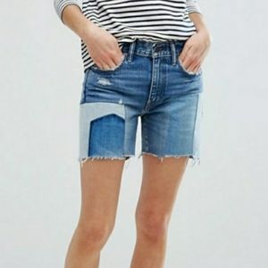 Levi's 505c Patchwork Cut-off Raw Hem Denim Shorts